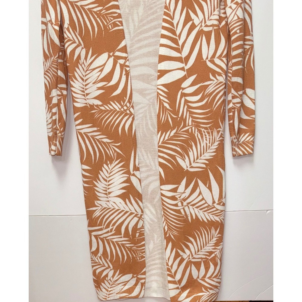 Late Night Apparel Open Front Cardigan Sweater Tropical Print Sz S Minimalist - Picture 4 of 11